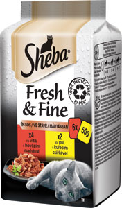 Sheba Fresh & Fine kapsičky kuracie a hovädzie pre dospelé mačky 6 x 50 g