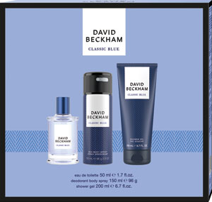 David Beckham darčeková sada Classic Blue toaletná voda 50 ml, deodorant body spray 150 ml, sprchový gél 200 ml
