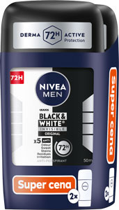 Nivea Men Tuhý Antiperspirant B&W Invisible Original duopack 2 x 50 ml