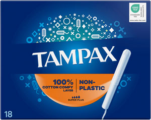 Tampax Non-plastic tampóny s aplikátorom super plus 18 ks