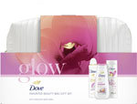 Dove darčeková sada Glowing sprchovací gél 225 ml, telové mlieko 250 ml, antiperspirant 150 ml, kozmetická taška - Teta drogérie eshop