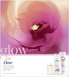 Dove darčeková sada Glowing sprchovací gél 225 ml, telové mlieko 250 ml, sviečka - Teta drogérie eshop