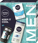 Nivea darčeková sada MEN BOX BALM COOLING 2024 balzam po holení Sensitive Cool 100 ml, tuhý antiperspirant B&W Invisible Fresh 50 ml, sprchovací gél Sensitive 250 ml - Teta drogérie eshop