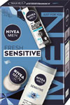 Nivea darčeková sada MEN BOX DEO FRESH 2024 sprej antiperspirant B&W Invisible Fresh 150 ml, sprchovací gél Sensitive 250 ml, Men krém 30 ml - Teta drogérie eshop