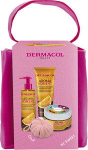 Dermacol darčeková sada Aroma moment Belgická čokoláda sprchový gél 250 ml, tekuté mydlo 250 ml, telový peeling 200 g