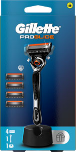 Gillette Proglide strojček + 4 náhradné hlavice + stojan