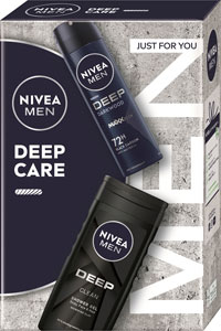 Nivea darčeková sada MEN BOX DEO DEEP 2024 antiperspirant Deep 150 ml, sprchovací gél Deep 250 ml