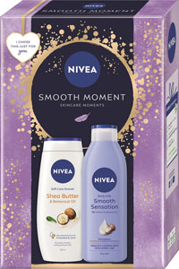 Nivea darčeková sada BOX BODY SMOOTH 2024 krémové telové mlieko 250 ml, sprchovací gél Shea Butter 250 ml