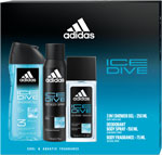 Adidas darčeková sada Ice Dive sprchový gél 250 ml, deodorant 150 ml, deodorant natural sprej 75 ml - Teta drogérie eshop