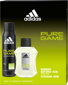 Adidas darčeková sada Pure Game deodorant 150 ml, voda po holení 100 ml