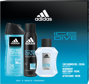 Adidas darčeková sada Ice Dive sprchový gél 250 ml, deodorant 150 ml, voda po holení 100 ml