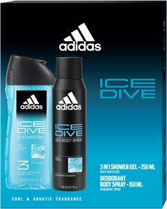 Adidas darčeková sada Ice Dive sprchový gél 250 ml, deodorant 150 ml