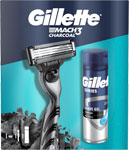 Gillette darčeková sada Mach3 Charcoal strojček + 1 náhradná hlavica + gél na holenie 200 ml - Teta drogérie eshop