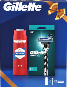 Gillette darčeková sada Mach3 strojček + 2 náhradné hlavice + Old Spice sprchový gél 250 ml