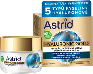 Astrid vyplňujúci denný krém proti vráskam SPF 10 Hyaluronic Gold 50 ml